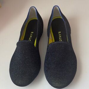 Rothy's Blue Flats with Yellow Highlights